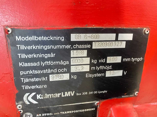 Kalmar - 1988 - gb6-600 - vorkheftruck - afbeelding 2 van  12