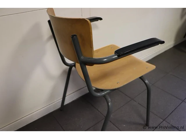 Kantine stoel met houten zitting - 53x50x46 cm - 10 stuks - afbeelding 2 van  3