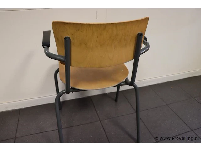 Kantine stoel met houten zitting - 53x50x46 cm - 10 stuks - afbeelding 3 van  3