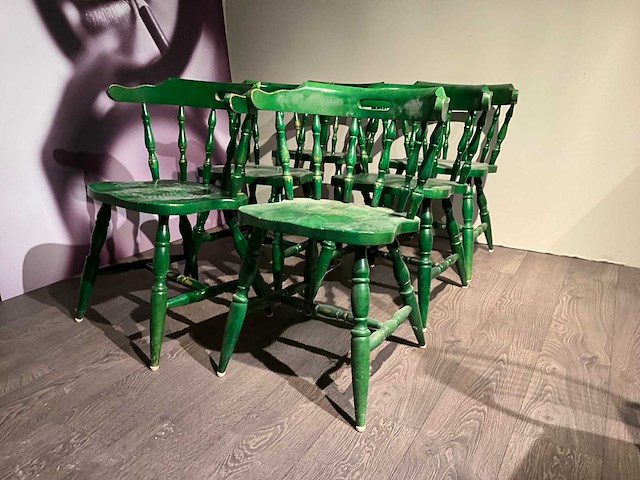 Kantinestoel hout (6x) - afbeelding 1 van  6