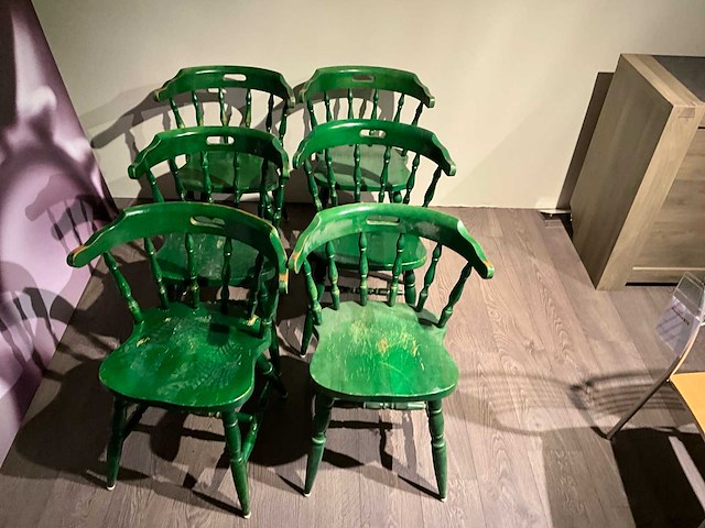 Kantinestoel hout (6x) - afbeelding 6 van  6