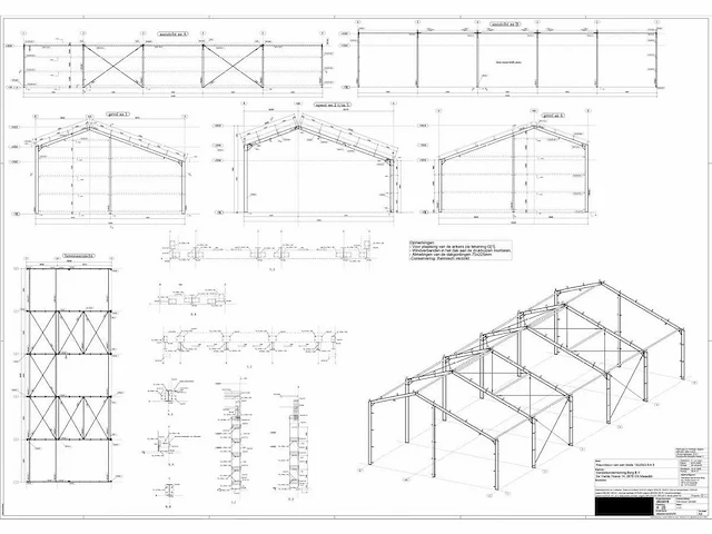 Kapschuur - staalconstructie 10 x 25 meter (250m2) - afbeelding 8 van  14