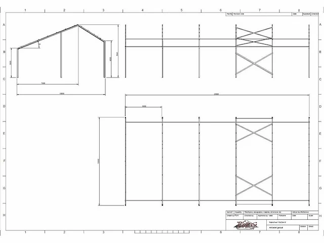 Kapschuur - staalconstructie 10 x 25 meter (250m2) - afbeelding 8 van  16