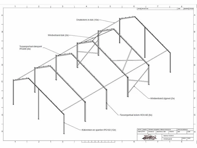 Kapschuur - staalconstructie 10 x 25 meter (250m2) - afbeelding 10 van  16