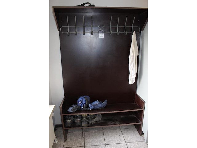 Kapstokmeubel incl. 16 haken, met schoenenplanken. afmeting 126 x 37 x 194 cm. - afbeelding 2 van  3