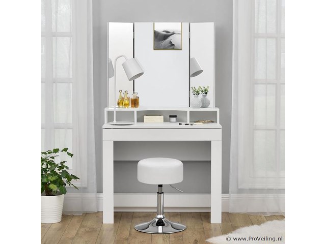 Kaptafel krukje tonia wit-zilver - afbeelding 3 van  10