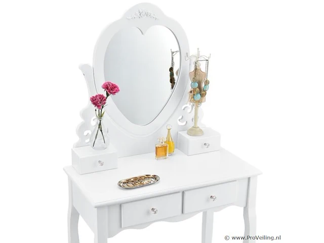 Kaptafel / schminktafel julia incl. krukje & spiegel - afbeelding 4 van  7