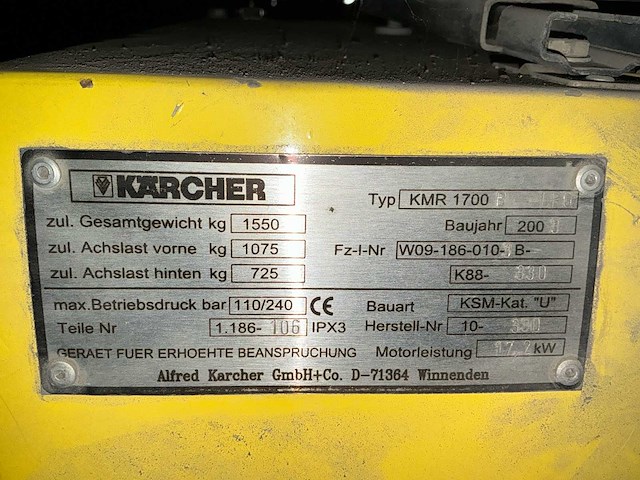 Kärcher - 2003 - kmr 1700-b lpg - zelfrijdende veegmachine - afbeelding 6 van  14