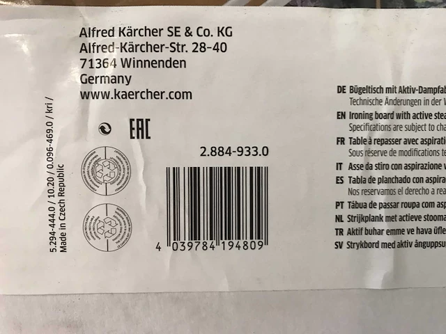Karcher ab1000 4039784194809 strijkplank - afbeelding 5 van  5