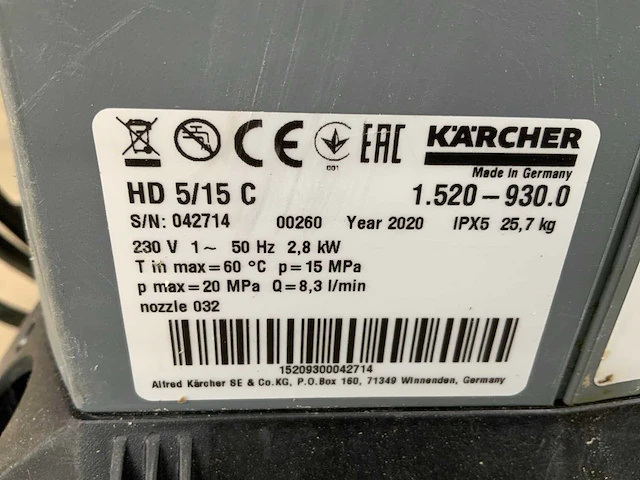 Karcher hd 5/15 c hogedrukreiniger - afbeelding 3 van  3