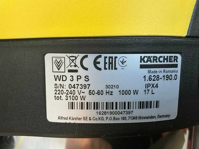 Kärcher wd3 industriële stofzuiger - afbeelding 9 van  9