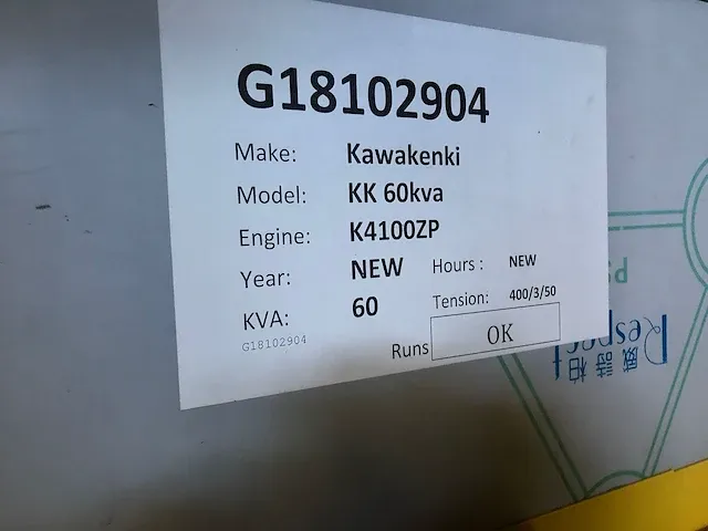 Kawakenki kk-60 kva stroomgenerator - afbeelding 6 van  9