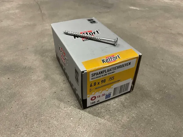Kelfort deeldraad tx-30 6.0x90/55 doos á 100 stuks spaanplaatschroeven (10x) - afbeelding 1 van  1