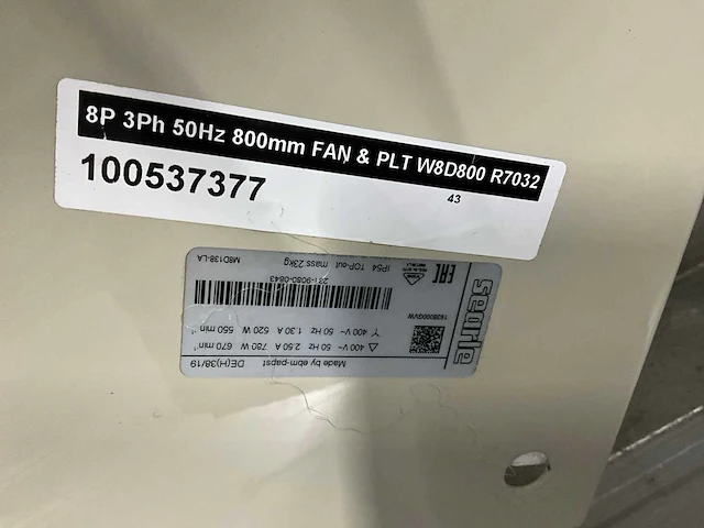 Kelvion fanset 8p 3ph 50hz 800/plt w8d ventilator - afbeelding 6 van  7