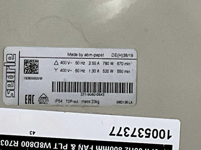 Kelvion fanset 8p 3ph 50hz 800/plt w8d ventilator - afbeelding 7 van  7