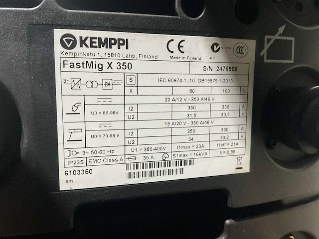 Kemppi - fastmig x 350 - lasapparaat - afbeelding 7 van  7