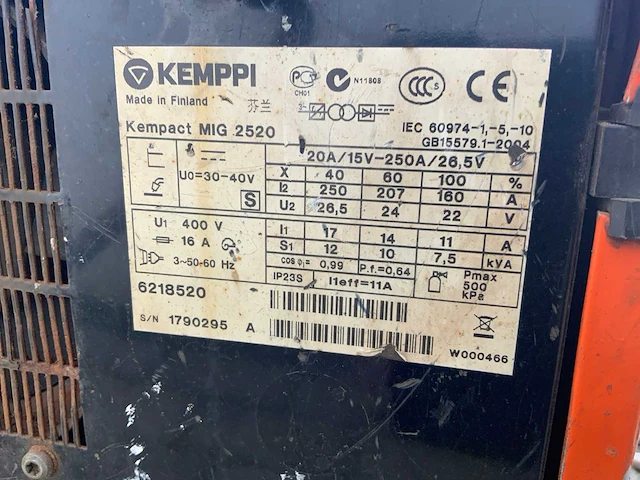 Kemppi kempact mig 2520 mig-lasmachine - afbeelding 6 van  6