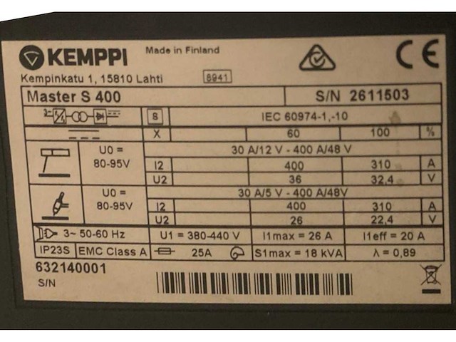 Kemppi master s400 inverter lasapparaat - afbeelding 8 van  8