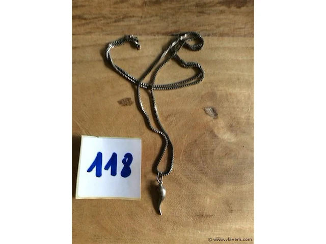 Ketting met zilveren hanger - afbeelding 1 van  2