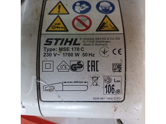 Kettingzaag 35cm 230v stihl, mse 170 c-q, bouwjaar 2016 - afbeelding 9 van  9