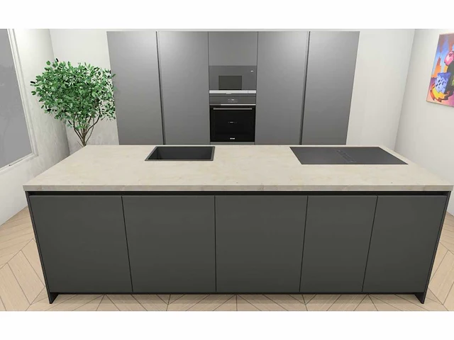 Keuken - antraciet grijs mat lak eiland - afbeelding 1 van  30
