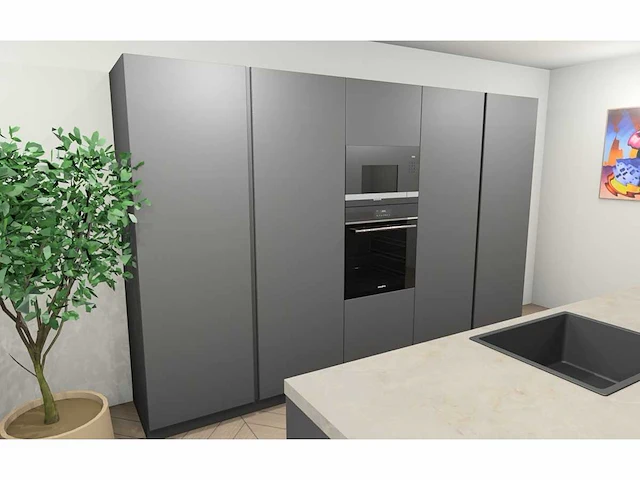 Keuken - antraciet grijs mat lak eiland - afbeelding 26 van  30