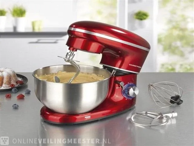 Keukenmachine 1500w rood, rvs - gourmetmaxx 03440 gourmetmaxx - afbeelding 1 van  6