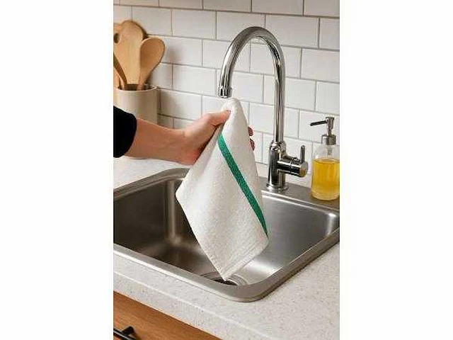 Keuken/vaatdoek - white/green (1000x) - afbeelding 1 van  2