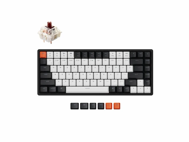 Keychron k2 draadloos bluetooth/usb mechanisch gaming toetsenbord 84 rgb led-toetsen qwerty versie 2 - afbeelding 1 van  4