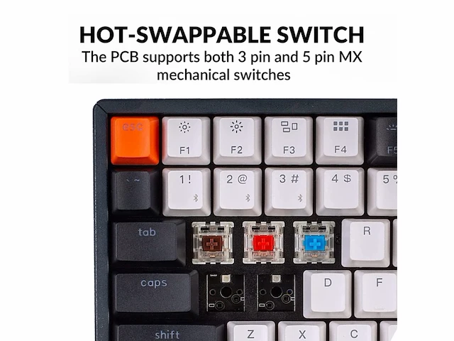 Keychron k2 draadloos bluetooth/usb mechanisch gaming toetsenbord 84 rgb led-toetsen qwerty versie 2 - afbeelding 4 van  4