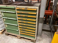 Kind werkplaatskast met machine onderdelen