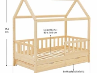 Kinderbed marli - 80 x 160 cm - houtkleur - incl. bedlades - afbeelding 15 van  16