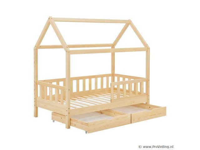 Kinderbed marli - 80 x 160 cm - houtkleur - incl. bedlades - afbeelding 1 van  16