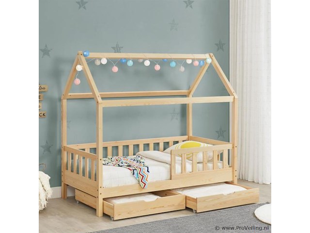 Kinderbed marli - 80 x 160 cm - houtkleur - incl. bedlades - afbeelding 9 van  16