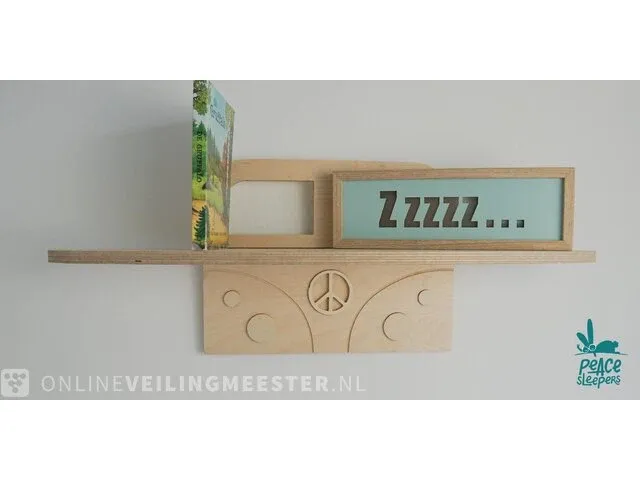 Kinderbed vw t1 hout peacesleepers met wandplankje - afbeelding 6 van  11