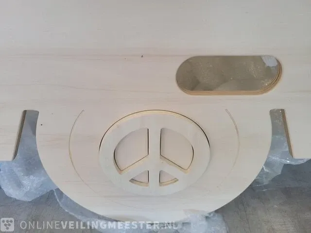 Kinderbed vw t1 hout peacesleepers met wandplankje - afbeelding 9 van  11