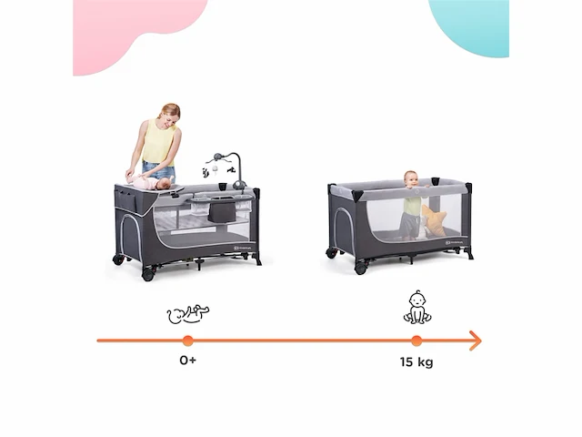 Kinderkraft leody acc reisbedje baby muziekmobiel met hanger grijs - afbeelding 2 van  5
