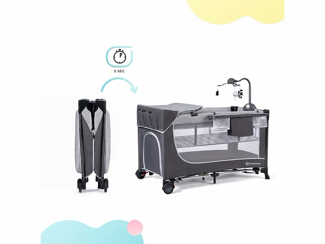 Kinderkraft leody acc reisbedje baby muziekmobiel met hanger grijs - afbeelding 3 van  5