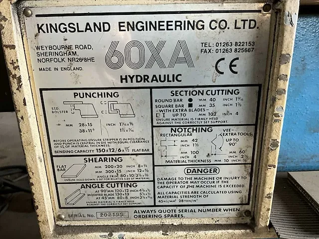 Kingsland 60xa hydraulische pons- en knipmachine - afbeelding 3 van  11
