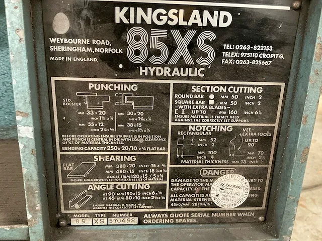 Kingsland 85xs pons- en knipmachine - afbeelding 9 van  10
