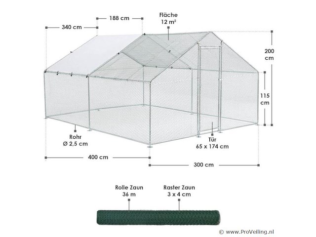 Kippenren hls25t 3 x 4 x 2 meter - afbeelding 2 van  18