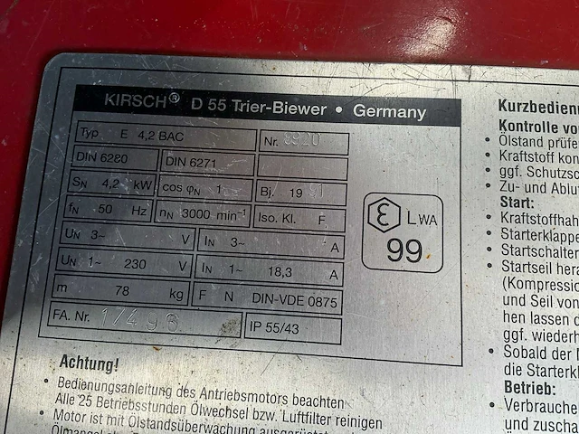 Kirsch e4,2bac benzine aggregaat - afbeelding 2 van  5