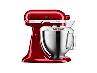 Kitchenaid keukenmachine - artisan - keukenrobot met 3 accessoires uit roestvrij staal, schenkschild en 2 mengkommen - 300 w - 3 l en 4,8 l - appelrood - afbeelding 1 van  2