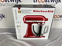 Kitchenaid keukenmachine - artisan - keukenrobot met 3 accessoires uit roestvrij staal, schenkschild en 2 mengkommen - 300 w - 3 l en 4,8 l - appelrood - afbeelding 2 van  2