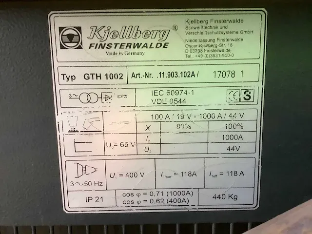 Kjelberg - gth1002/ka51 - submerged arc welder - afbeelding 8 van  8