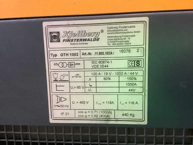Kjelberg - gth1002/ka51 - submerged arc welder - afbeelding 7 van  8