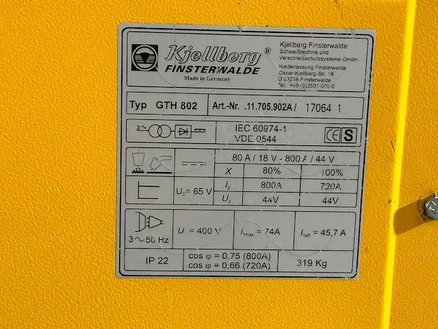 Kjelberg - gth802/ka51 - submerged arc welder - afbeelding 7 van  18