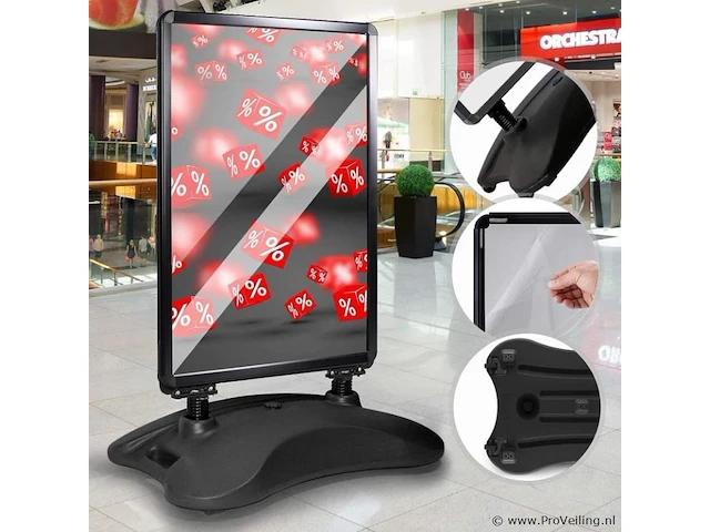 Klantenstopper / reclamebord / stoepbord - zwart - 47 x 66 x 128 cm - afbeelding 1 van  8