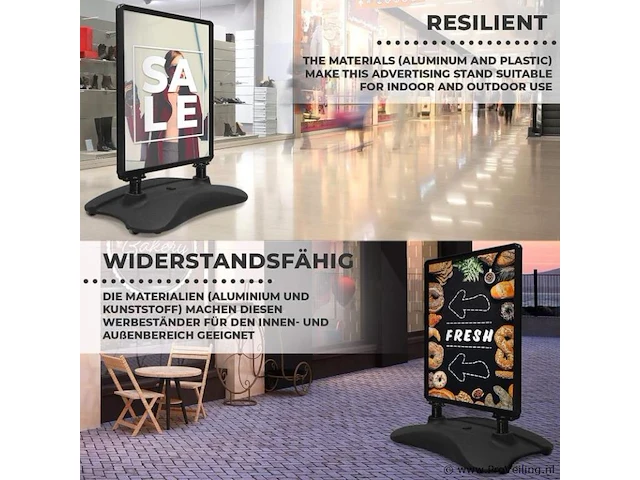 Klantenstopper / reclamebord / stoepbord - zwart - 47 x 66 x 128 cm - afbeelding 4 van  8
