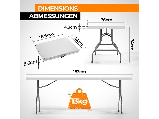 Klaptafel 183x76 jago - afbeelding 2 van  4